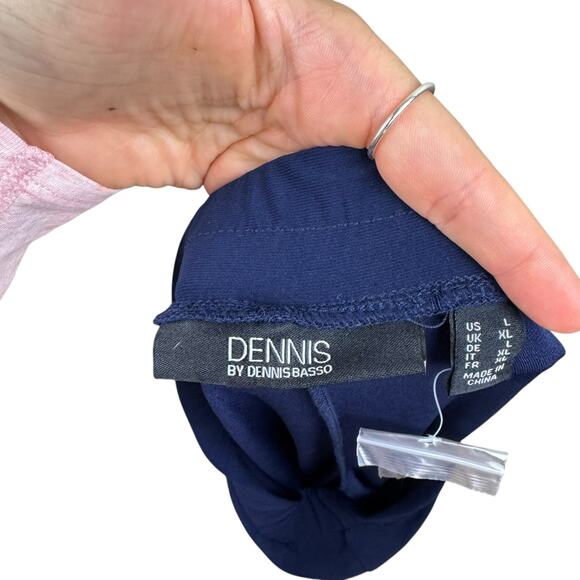 Dennis by Dennis Basso NWT L Navy Blue Stretch Button Accent Pants Pockets - Picture 7 of 9